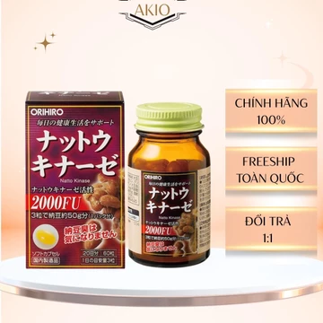 [ Chính hãng 100%] Viên uống hỗ trợ ngừa tai biến đột quỵ Nattokinase 2000 Orihiro 60 viên chính hãng Nhật Bản