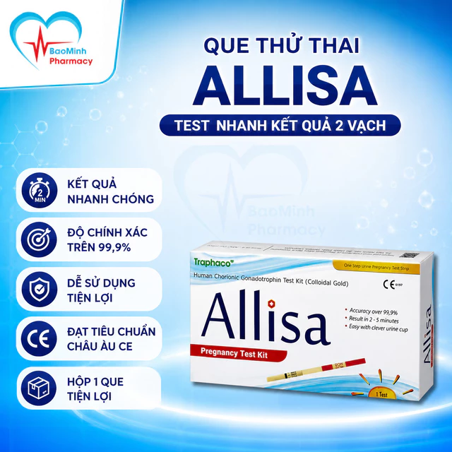 [ Che Tên ] Com Bo 10 Hộp Test Thử Thai, Que Thử Thai Alisa, Test Nhanh 2 Vạch Bản To, Đạt Chuẩn Xuất Âu