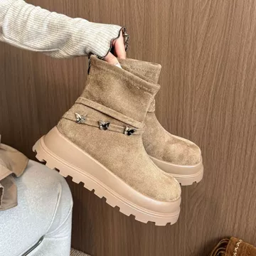 SIZE35-42, Phiên Bản Hàn Quốc Giày Bốt Martin Nữ Đế Dày Nữ, Mùa Thu Đông Phong Cách Mới Retro Phong Cách Anh Quốc Giày Bốt Ngắn Tăng Chiều Cao Phù Hợp Cho Nữ, Giày Bốt Nữ
