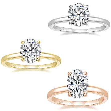 Nhẫn bạc sterling đính zirconia 5A, nhẫn kim cương tròn 1.5 carat dành cho nữ, nhẫn bạc 925 có thể đeo chồng, dùng làm nhẫn đính hôn, nhẫn cưới hoặc quà tặng cho bạn gái.