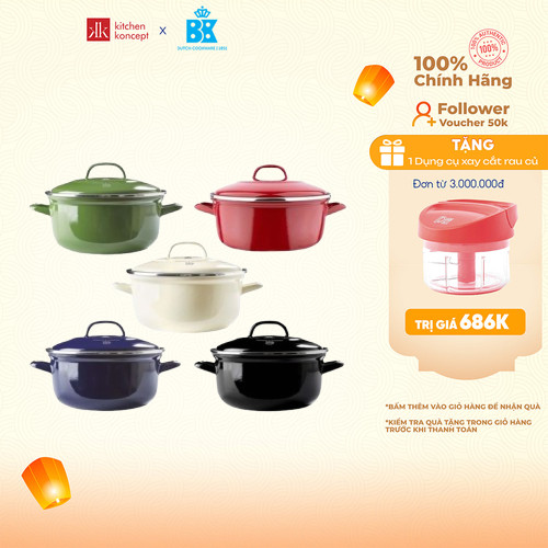 Nồi Thép Carbon Tráng Men Indigo BK - Nhiều Kích Cỡ và màu sắc thương hiệu Hà Lan, sản xuất tại Đức