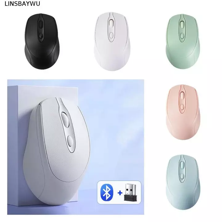 Chuột không dây LINSBAYWU Macaron, Chuột không dây công thái học có thể sạc lại 2.4Ghz + BT5.0, Chuột game thủ Chuột không dây Morandi di động nhẹ không ồn ào Văn phòng / Nhà