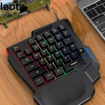 Bàn phím đơn LEOTA, Bàn phím một tay siêu mỏng USB, Bàn phím cơ chơi game Mini phát sáng có dây Bàn phím cơ điện thoại thông minh