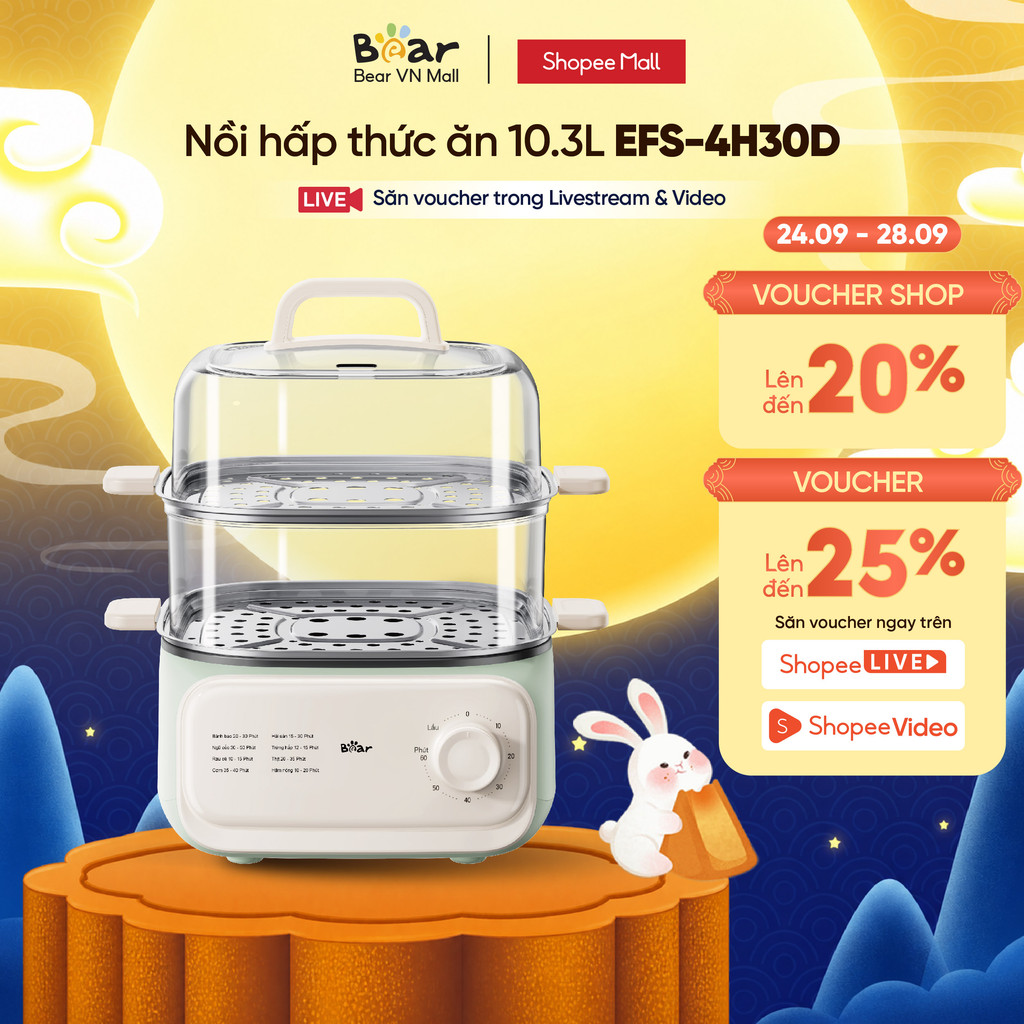 Nồi hấp điện đa năng Bear EFS-4H30D - Hàng chính hãng BH 18 tháng