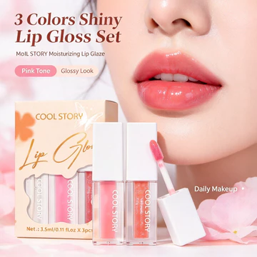 Bộ bóng dưỡng ẩm đa màu Shimmer Plumping Lip Gloss Set COOL STORY Dưỡng ẩm Nuôi dưỡng môi Dầu bóng Trọng lượng nhẹ Bộ trang điểm môi có độ bóng cao Mỹ phẩm môi đeo dài để sử dụng trong bữa tiệc hàng n