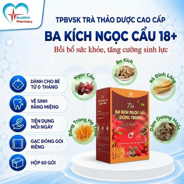 Trà Thảo Mộc Ba Kích Ngọc Cẩu Đông Trùng, Trà Ba Kích, Đinh Lăng, Dây Thìa Canh,Nấm Ngọc Cẩu,Cỏ Ngọt Sâm Cau