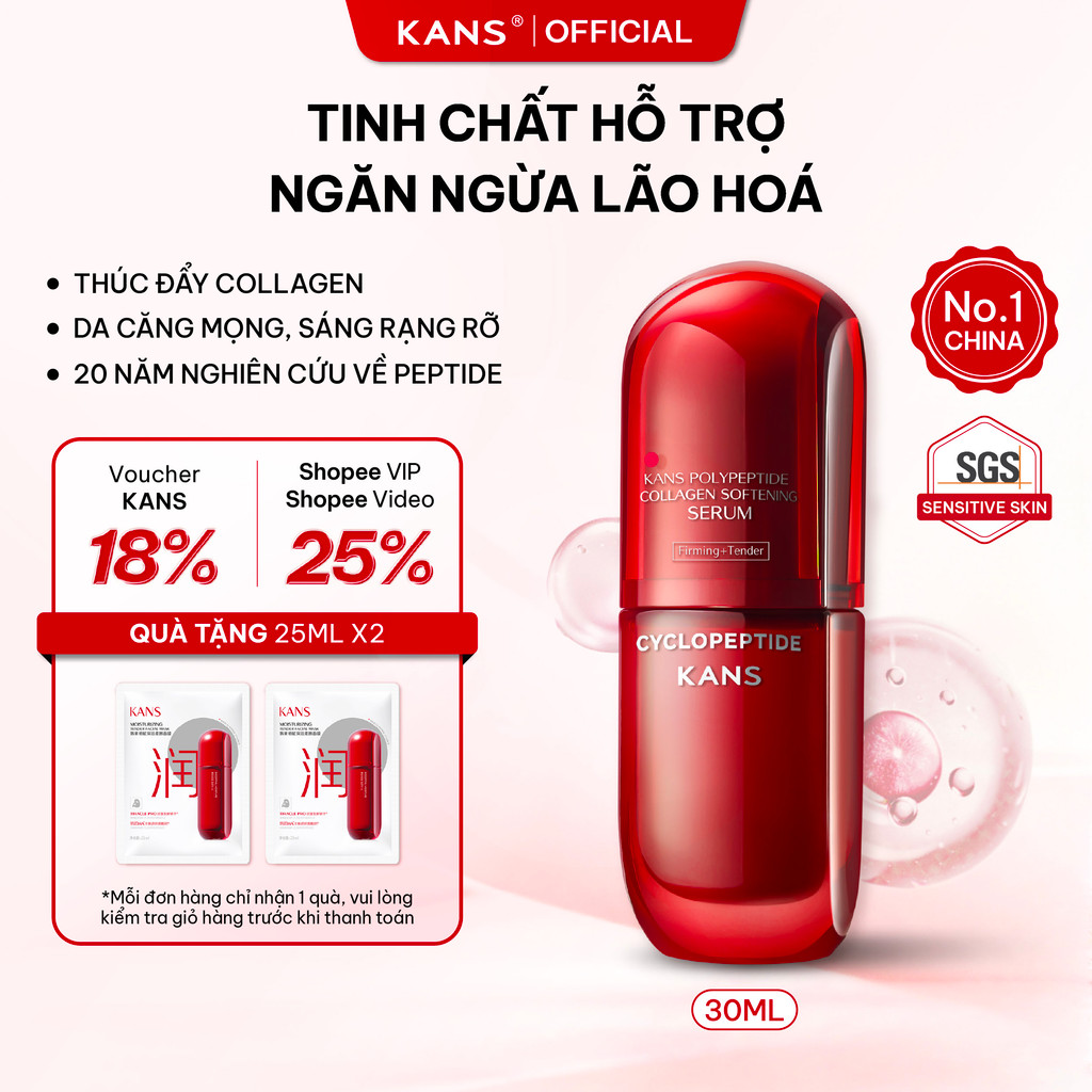 KANS Serum Chống Lão Hóa giúp Dưỡng Ẩm, Làm Mờ Nếp Nhăn, Đốm Nâu, Săn Chắc Da, Phục Hồi Làn Da 30ml