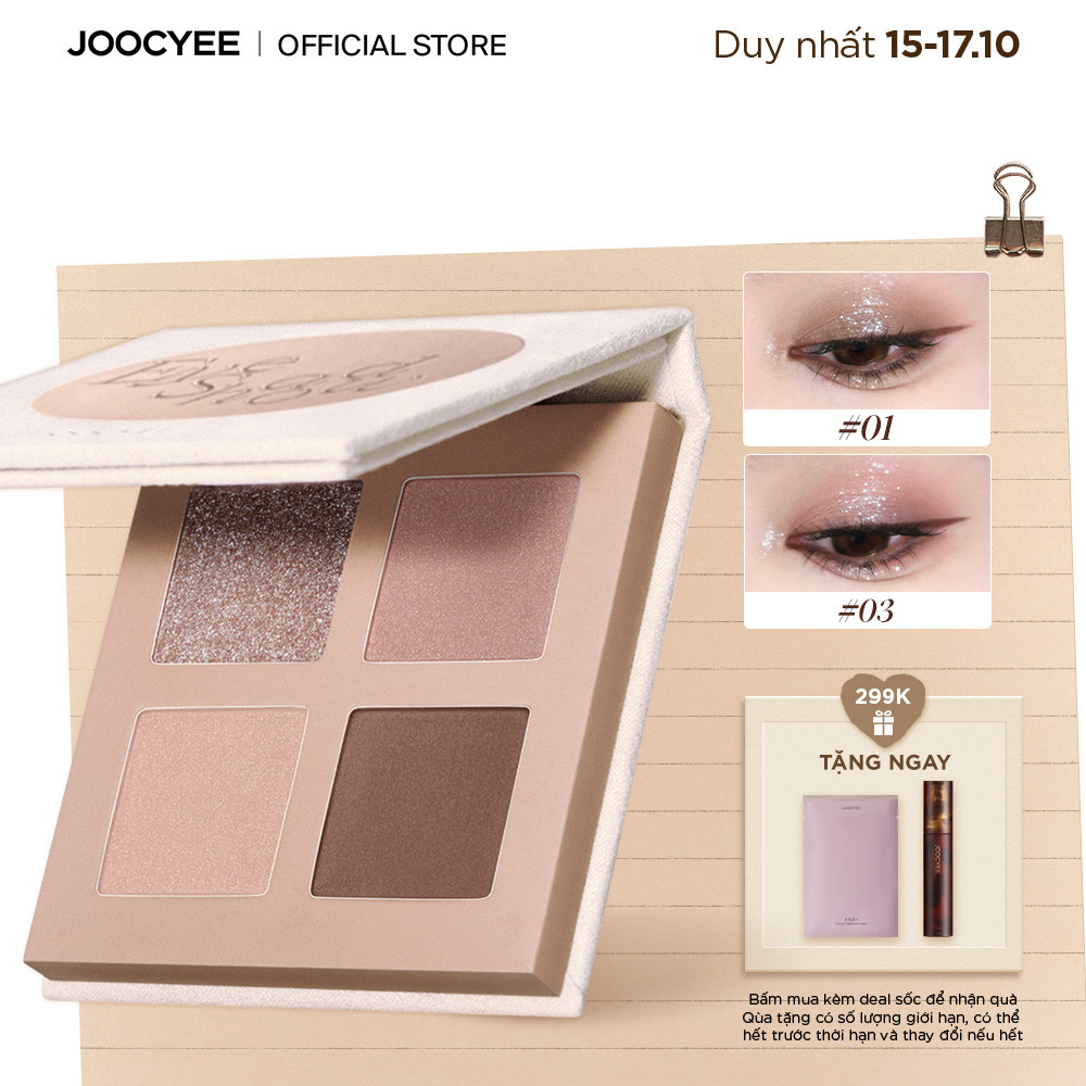 [NEW] Bảng mắt 4 ô mini JOOCYEE MINI QUAD EYESHADOW bảng màu sang trọng, dễ dùng cho người mới makeup