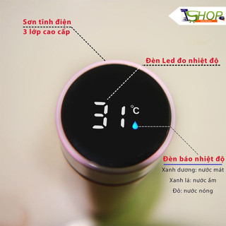 Bình Giữ Nhiệt Nhiệt Kế 500ml Thông Minh, Inox 304 An Toàn Không Gỉ