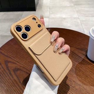 Full Ống Kính Bảo Vệ Thẻ Khe Cắm Túi Da PU Ốp Lưng Điện Thoại iPhone 17 17Pro 17Air 17Promax 12 13 14 15 16 Pro Max 16Plus Chống Sốc Nam Nữ Vỏ Di Động