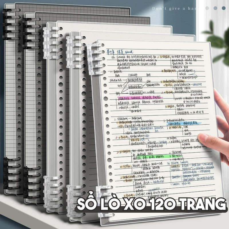 Sổ Còng Ghi Chép Basic A5 B5 120 Trang Tháo Rời - Sổ Tay Bìa Nhựa Trong Suốt, Kẻ Ngang Bullet Journal
