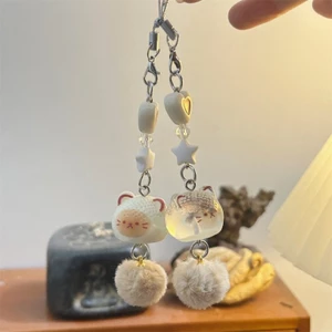 Treeling Delightful Hình Mèo Sang Trọng Dây Xích Điện Thoại Treo Phụ Kiện Túi Charm Nhẹ Móc Khóa Dây Đeo Cho Thú Cưng Những Người Yêu Thích