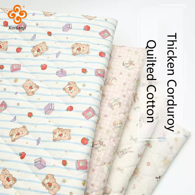 Vải Cotton Dày 50x150cm In Hình Gấu Nhỏ, Phù Hợp May Áo Khoác Handmade Trẻ Em