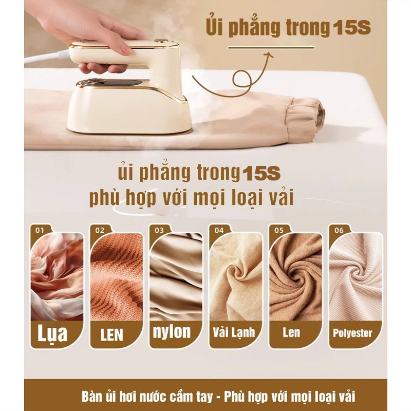 Bàn Ủi Hơi Nước Cầm Tay 2in1 – Ủi Khô Và Nước, Là Quần Áo Mọi Loại Vải, Dung Tích Lớn, Gấp Gọn Du Lịch