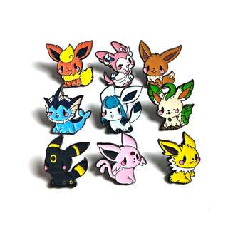 9 Cái / bộ Hoạt Hình Pokemon Thổ Cẩm Pokemon Huy Hiệu Eevee Trang Trí Gia Đình Pin Cho Quần Áo