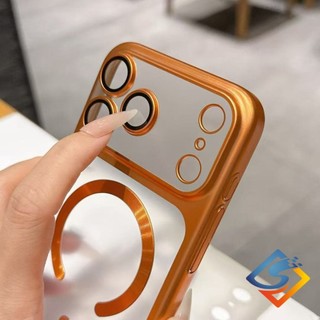 Ốp điện thoại từ tính họa tiết mờ màu cam vũ trụ cho IPhone 17 Pro Max 17 Pro 17Air 15 Pro Max 16 Pro Max Vỏ PC cứng mờ Vỏ chống sốc