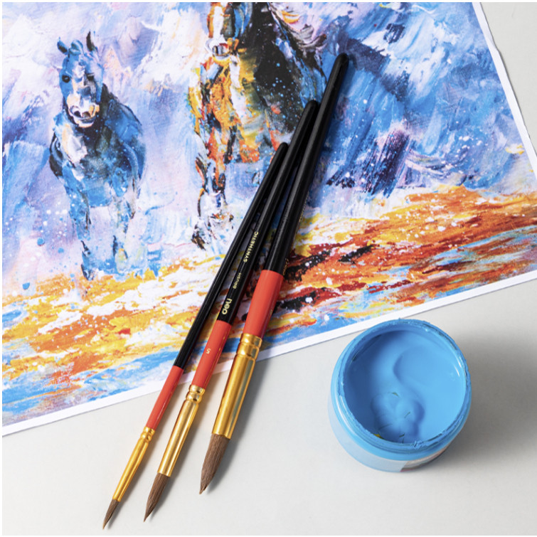 Bộ Cọ Vẽ Màu Nước Acrylic Gouache Chuyên Nghiệp Deli Set 3/5/10 Cọ Vẽ Đầu Tròn Nhiều Kích Thước Lựa Chọn