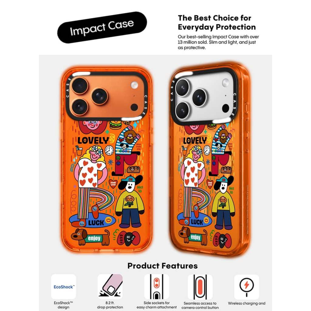 CASECASE X Đáng Yêu Cô Gái May Mắn Màu Cam Trong Suốt Cứng Hút Từ Tính Tác Động Dành Cho Apple IPhone 12 13 14 15 16 17 Pro Max Air Plus Có Hộp