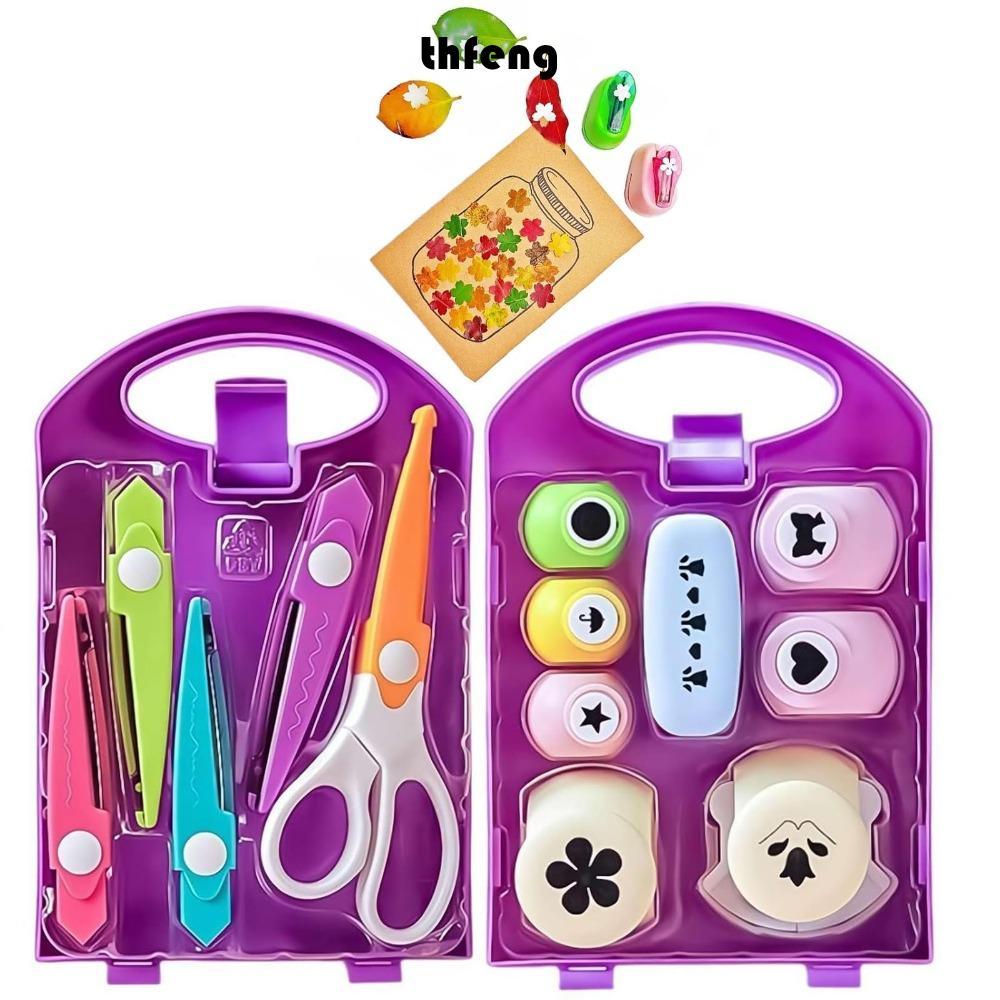 THFENG DIY Puncher Craft Set, Bộ hình dạng đục lỗ thủ công bằng nhựa thủ công cho trẻ em, Hot với hộp lưu trữ Dự án DIY Kích thước nhỏ cho trẻ em từ sáu tuổi trở lên