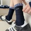 Thoáng Khí Nhật Bản Đen Vừa Tất Siêu Cổ Tích Nhật Bản Phong Cách Ren Nơ Tất Ngọt Ngào