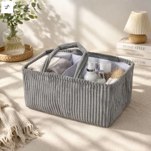 Giỏ đựng đồ có thể gập lại bằng vải nhung - Dụng cụ sắp xếp vải di động cho quần áo phòng ngủ Đồ lặt vặt