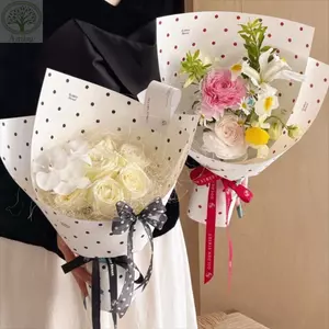 Giấy gói chấm bi AMPU, Bao bì hoa bó hoa dày phong cách Hàn Quốc, Quà tặng giấy lót hoa DIY trang trí