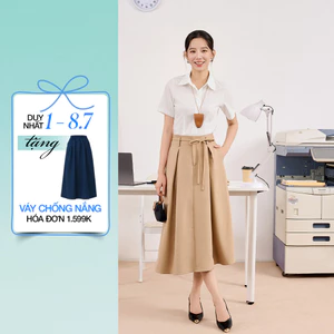 Chân váy nữ GUMAC A xòe 2 lớp lưng kiểu thắt nơ chiết ly có túi VE05012 - VF05045