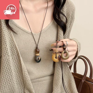 Không đều retro nam nữ chống phai màu đi lại hàng ngày, vòng cổ thiết kế dài mùa thu đông