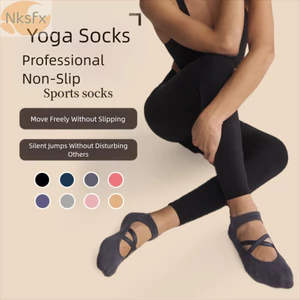 Tất Pilates NKSFX, Tất Yoga Chống Trơn Trượt Co Giãn, Bông Tai Kẹp Giảm Mồ Hôi Đường Phố Giữa Ống Tất Nữ