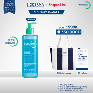 Gel rửa mặt tạo bọt, không chứa xà phòng Bioderma Sebium Gel Moussant - 400ml