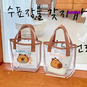 Túi đựng hồ sơ SAMO, Túi xách dung tích lớn họa tiết thêu, Túi lưới Capybara Capybara