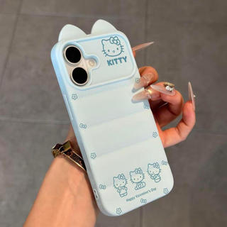 Ốp lưng nhựa mềm áo lông vũ tai mèo Hello Kitty nét vẽ đơn giản, chống va đập bền lâu iPhone 12/13/14/15/16 Pro Max