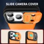 Vỏ Giáp Cho iPhone 17 16 15 14 13 Pro Max Ống Kính Silde Camera Bảo Vệ Chống Sốc Chân Đế Coque Cho iPhone 17 Pro Max Funda