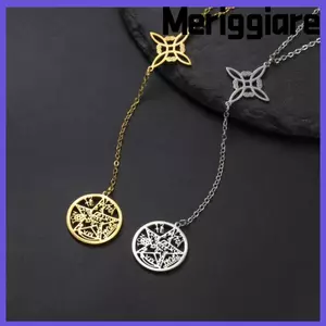 Vòng cổ thắt nút phù thủy MERIGGIARE, Mặt dây chuyền Pentagram bằng thép không gỉ biểu tượng thiêng liêng, Bảo vệ tâm linh Vòng cổ chuỗi bí ẩn