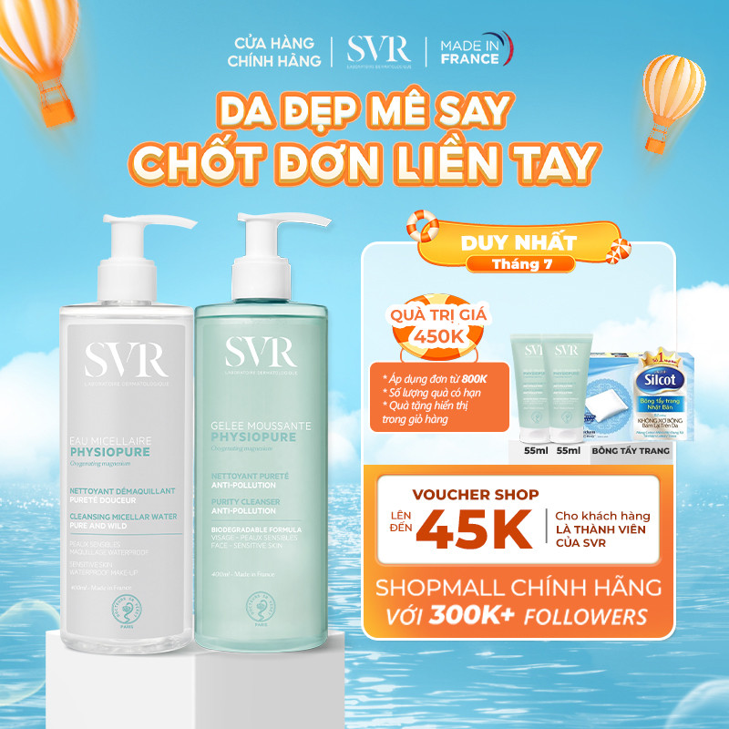 Combo Tẩy trang Physiopure 400ML và Gel rửa mặt Gelee Moussante 400ML (CBG19)