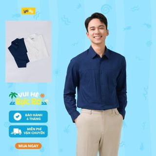 ⚡T5 199K⚡ Áo sơ mi nam YODY dài tay túi kiểu vải Cotton twill dáng suông thoáng mát, mềm mại MCSH25S042