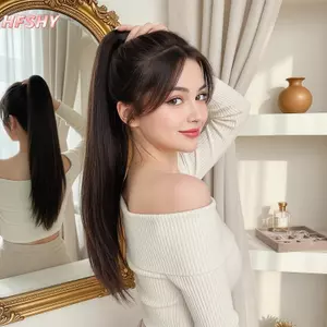 Kẹp tóc giả đuôi ngựa thẳng dài HFSHY với chất liệu mềm có thiết kế kẹp kiểu mới dành cho nữ VN