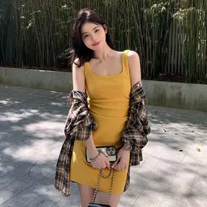 Mùa hè Plus kích thước Pure Desire Little Black Dress Fat mm Cổ vuông Sling Túi thắt lưng hẹp Mông Bọc bó sát Flesh Slimer Look Hot Girl Váy không tay nữ
