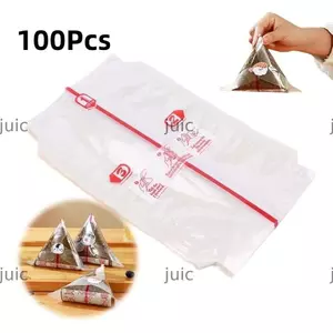 JUIC 100 Chiếc Túi Đóng Gói Quả Bóng Cơm Tam Giác, Nori PP Túi Sushi Dùng Một Lần Onigiri, Hai Lớp Nori Rong Biển Túi Nhựa Bọc Onigiri