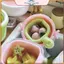 ĐIỆN 4 Khay đựng trái cây hai lớp thu nhỏ Nhà búp bê Giỏ thoát nước thực tế cho đạo cụ trưng bày nhà bếp búp bê.