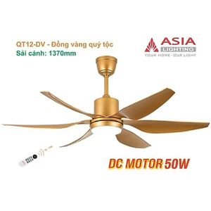 Quạt trần đèn cao cấp 6 cánh sải 1370mm QT12 chính hãng Asia Lighting, bảo hành 2 năm