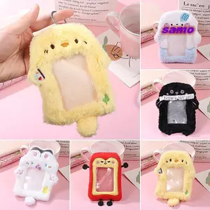 SAMO Plush Photocard, Phim hoạt hình Người tuyết / Thỏ / Gà Hộp đựng thẻ ảnh, Túi thời trang Móc khóa hình ảnh thần tượng đa chức năng dễ thương Quà tặng