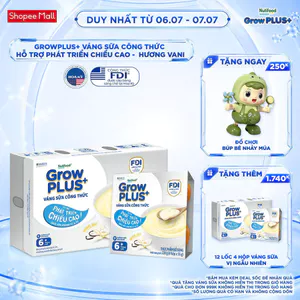Thùng 12 lốc GrowPLUS+ Váng sữa công thức Cao lớn vượt trội Vani & Socola (55g x 48 hộp)