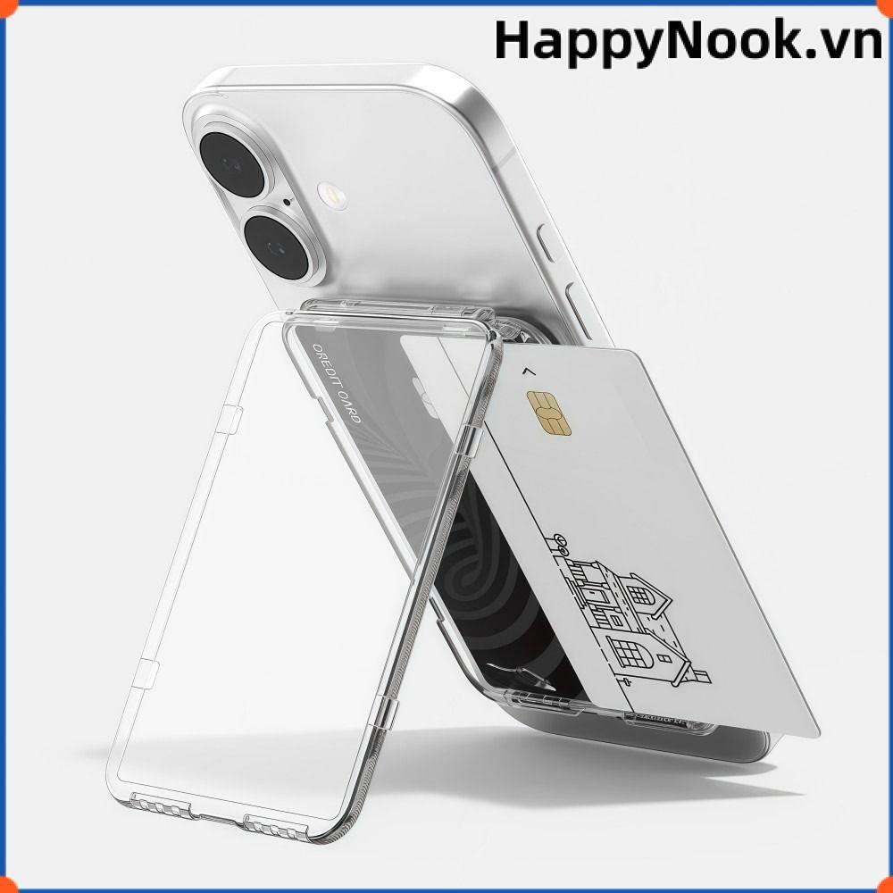 HAPPYNOOK Cho Túi Đựng Thẻ MagSafe, Hộp Đựng Thẻ Từ Trong Suốt Siêu Mỏng, 2 Khe Cắm Thẻ Điện Thoại Ví Chống Sốc Có Thể Tháo Rời Cho 17 / 16 / 15 / 14 / 13 / 12