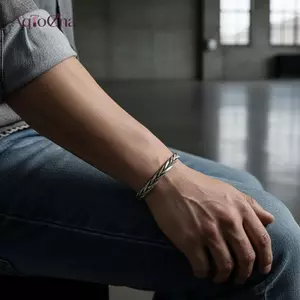 AqToCna Nam Retro Thái Lan Bạc Xoắn Dệt Mở Vòng Tay Có Thể Điều Chỉnh Trung Tính Lắc Tay Cho Quà Tặng Kỷ Niệm Mặc Thường Ngày AqToCna