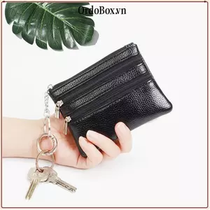Ví đựng tiền xu ORDOBOX, Thẻ tín dụng chống mài mòn chống nước Holoder, Da PU bền có vòng chìa khóa Dây kéo Ví Túi đựng tiền Nam