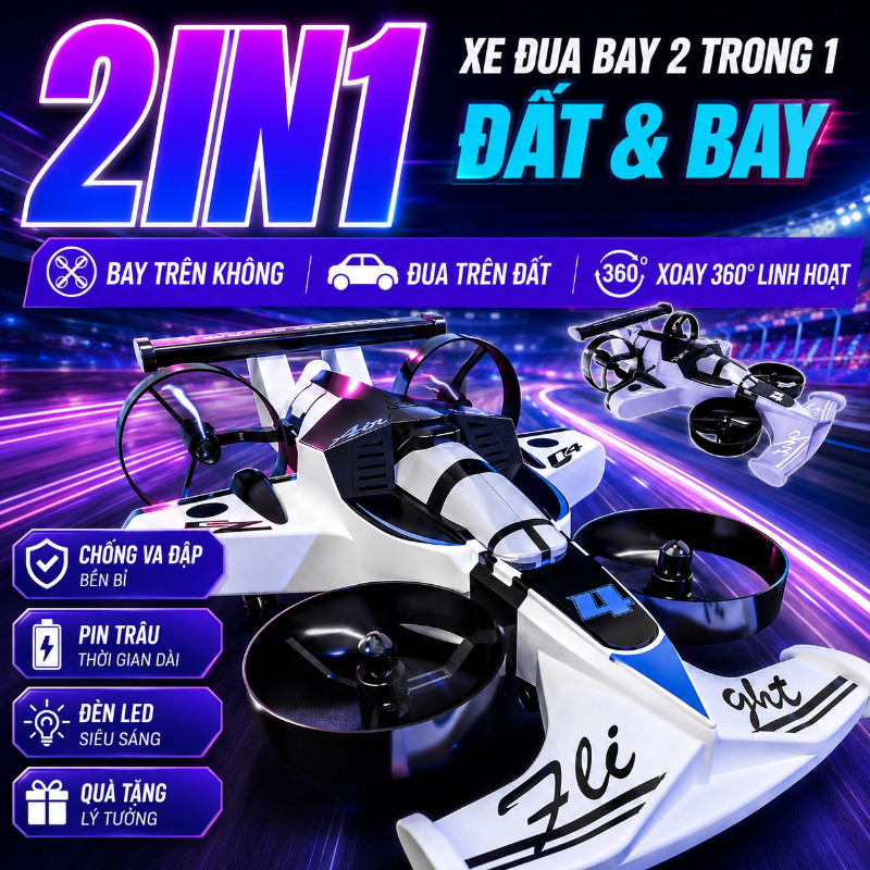 Đồ Chơi Máy Bay Không Người Lái Bốn Trục điều Khiển Từ Xa,Chống Va đập,Đa Năng Trên Bộ Và Trên Không,Đồ Chơi Trẻ Em