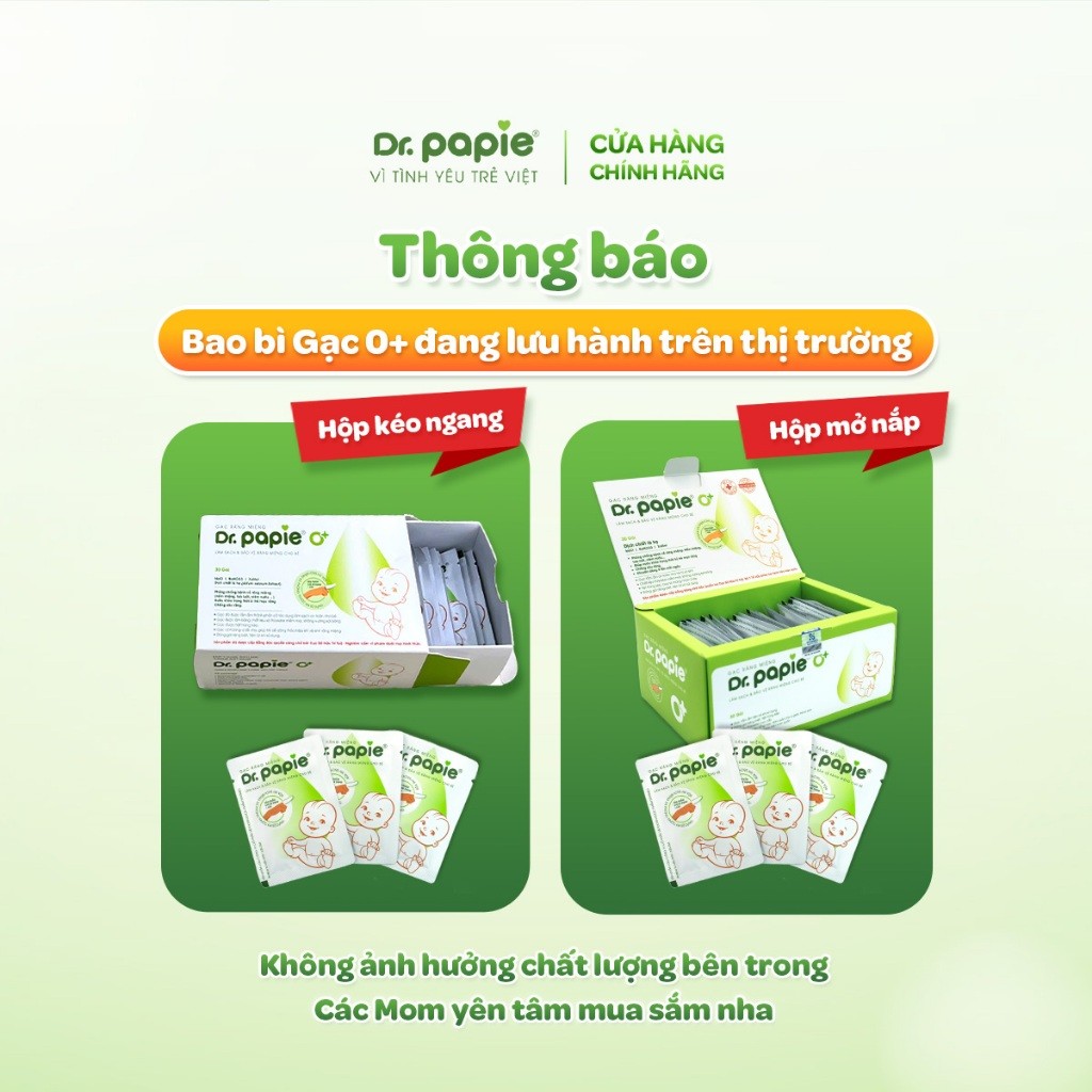 Combo 3 Gạc Rơ Lưỡi Làm Sạch Răng Lưỡi Nướu Công Thức Sáng Chế Độc Quyền Dr.Papie 0+ Ngừa Tưa Lưỡi Nấm Miệng