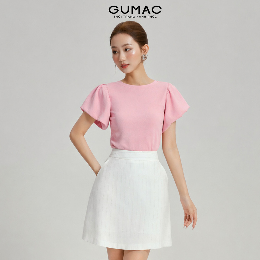 Áo Thun Nữ Tay Phồng GUMAC Form Ôm Nhẹ Chất Thun Borip Co Giãn Thoải Mái LATF1105