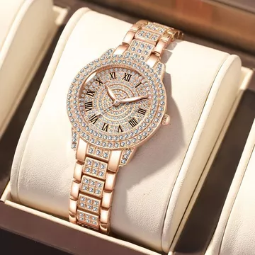 Bán chạy Kim cương đính kim cương đầy đủ họa tiết La Mã Đồng hồ nữ Đồng hồ nữ Vòng tay đồng hồ nữ Cornucopia Nguồn nữ